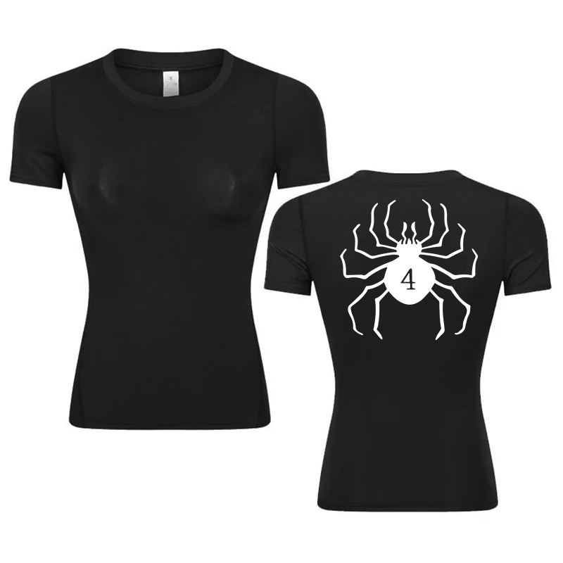 Base Layer Top - 여성용 그래픽 프린트 압축 셔츠 여름