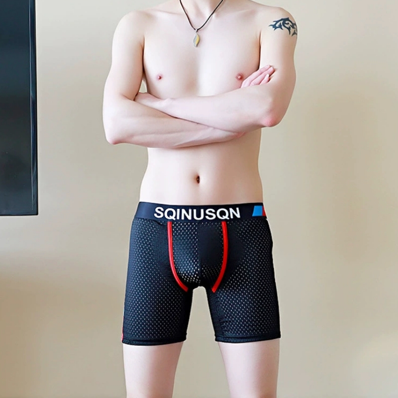 남성용 아이스 실크 메쉬 복서 브리프 M-3XL 통기성 - Long Leg Trunk Men 리뷰 및 가격